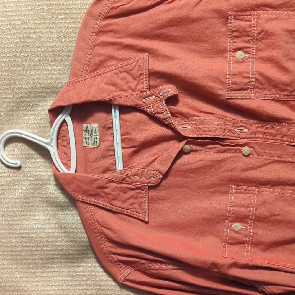 J Crew button up men's large red shirt with front pockets